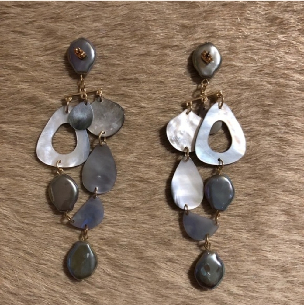 Rare NWT Free People Abalone Drop Dangle Earrings - Picture 6 of 7